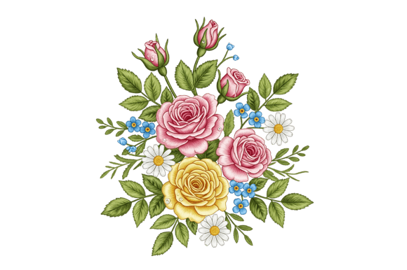 Pink Roses Embroidery
